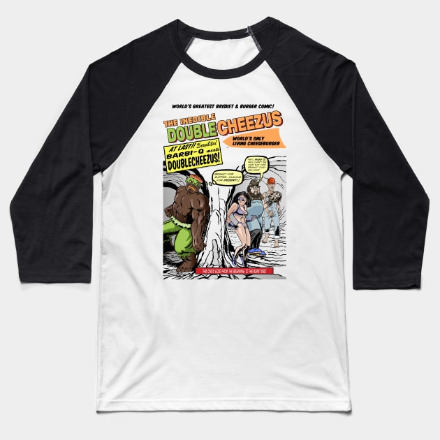Brisket and Burger Comic T-Shirt Baseball T-Shirt by dave-ulmrolls